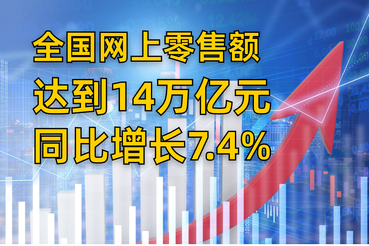 我国网络零售持续平稳增长，全国网上零售额达到14万亿元，同比增长7.4% | 启博电商快讯